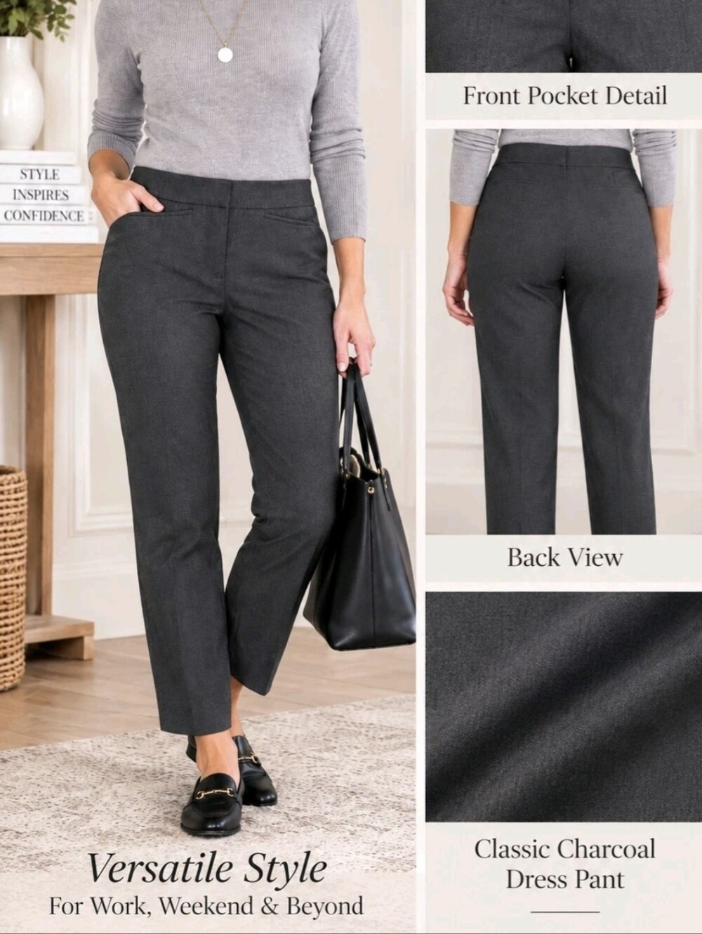 Ann Taylor Factory Petite Gray Ponte Ankle Pants Size 8P Career Stretch